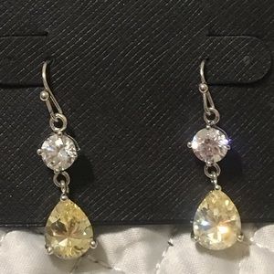 CubicZirconia & Gemstone teardrop pendant Earrings
